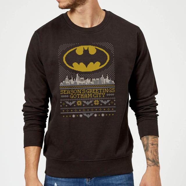 DC Comics Batman Seasons Greetings From Gotham - Sudadera Navideña Negra - L on Productcaster.