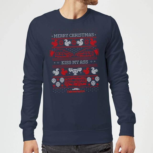 National Lampoon Merry Christmas Knit Weihnachtspullover – Navy - S on Productcaster.