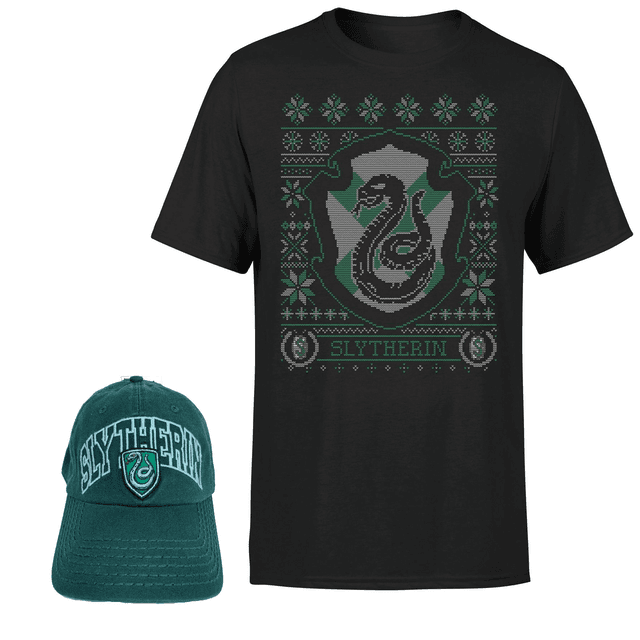 Harry Potter Slytherin T-Shirt Und Kappe Paket - Schwarz - Herren - XL on Productcaster.