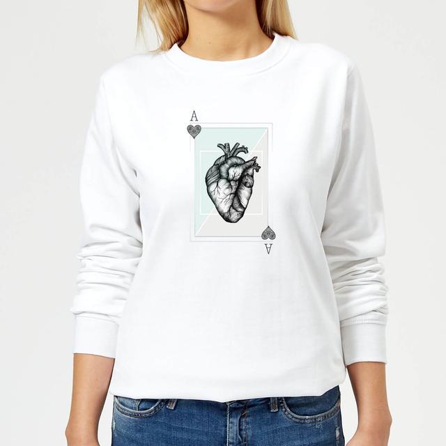 Barlena Ace Of Hearts Women's Sweatshirt - White - XS - White on Productcaster.