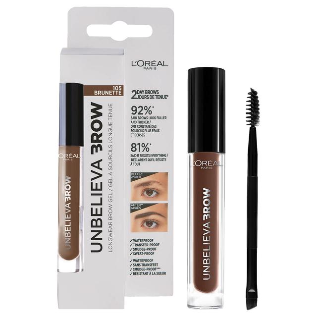 L'Oréal Paris Unbelievabrow Long-Lasting Brow Gel 3.4ml (Various Shades) - 105 Brunette on Productcaster.