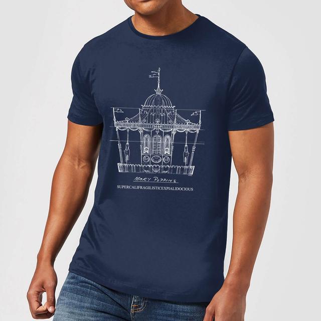 Mary Poppins Carousel Sketch Men's T-Shirt - Navy - XL on Productcaster.