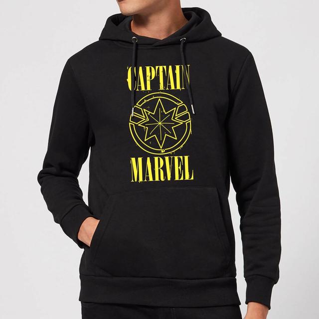 Captain Marvel Grunge Logo Hoodie - Black - S - Negro on Productcaster.