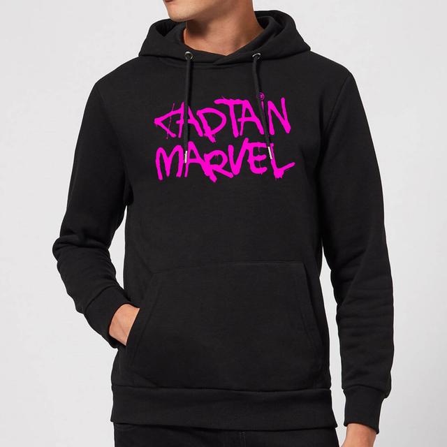 Captain Marvel Spray Text Hoodie - Black - S on Productcaster.