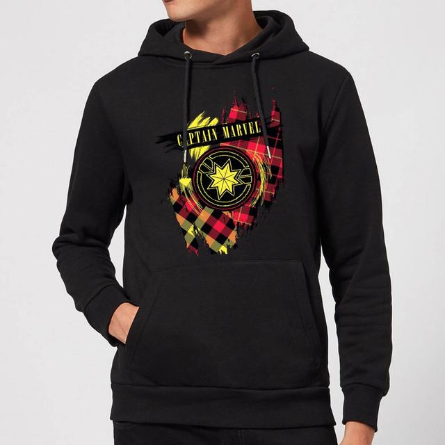 Captain Marvel Tartan Patch Hoodie - Black - S - Negro on Productcaster.