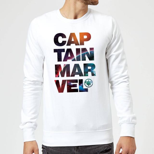 Captain Marvel Space Text Sweatshirt - White - L - Vit on Productcaster.