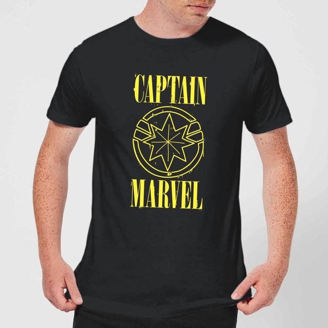 Captain Marvel Grunge Logo Camiseta de Hombre - Negra - M - Negro on Productcaster.