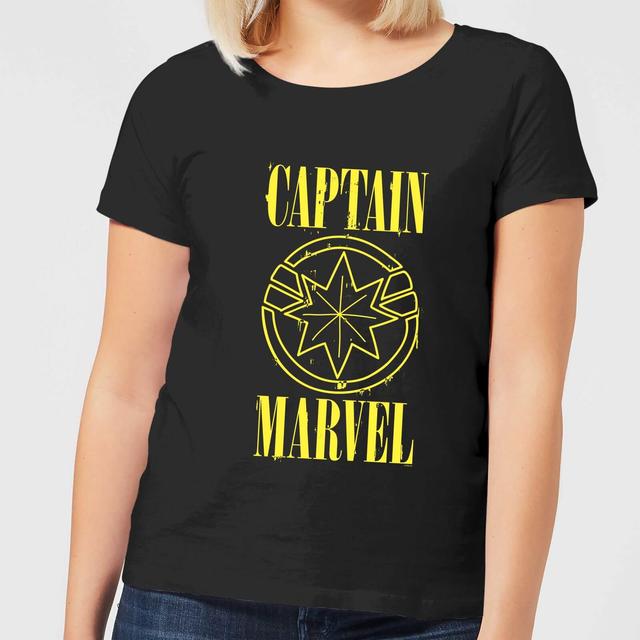 Captain Marvel Grunge Logo Camiseta de Hombre - Negra - 3XL on Productcaster.