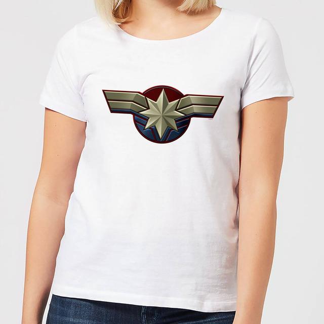 Captain Marvel Chest Emblem Women's T-Shirt - White - S on Productcaster.