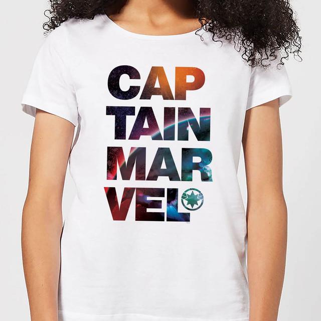 Captain Marvel Space Text Women's T-Shirt - White - S on Productcaster.