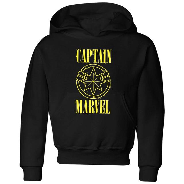 Captain Marvel Grunge Logo Kids' Hoodie - Black - 11-12 Years on Productcaster.