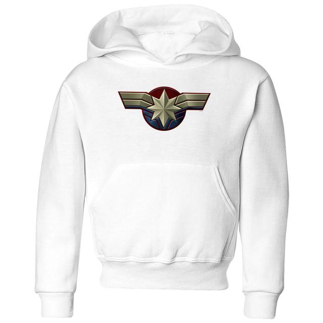 Captain Marvel Chest Emblem kinder hoodie - Wit - 98/104 (3-4 jaar) - Wit on Productcaster.