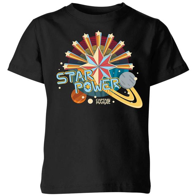 Captain Marvel Star Power Kids' T-Shirt - Black - 5-6 år - Svart on Productcaster.