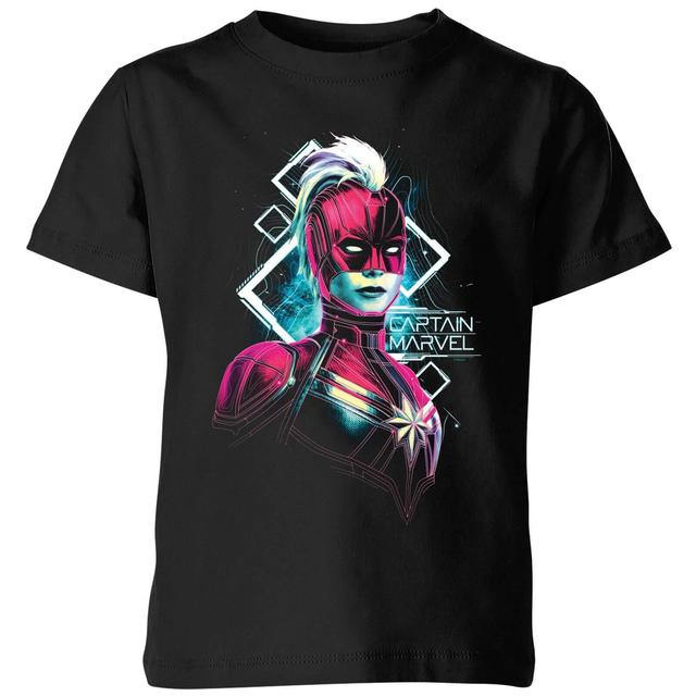 Captain Marvel Neon Warrior Kids' T-Shirt - Black - 9-10 Years on Productcaster.