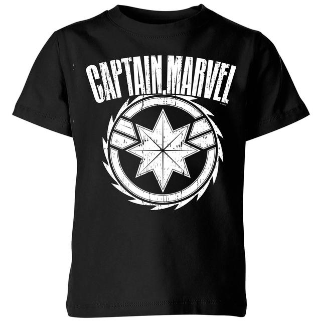 Captain Marvel Logo Kids' T-Shirt - Black - 9-10 år on Productcaster.