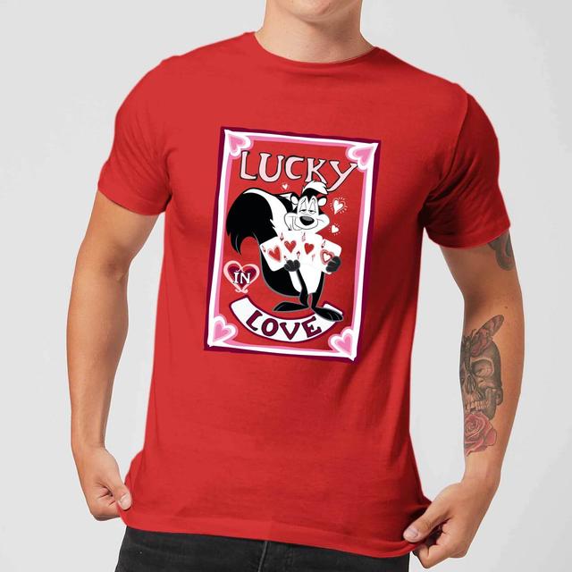 Looney Tunes Lucky In Love Pepe Le Pew Men's T-Shirt - Red - L - Red on Productcaster.