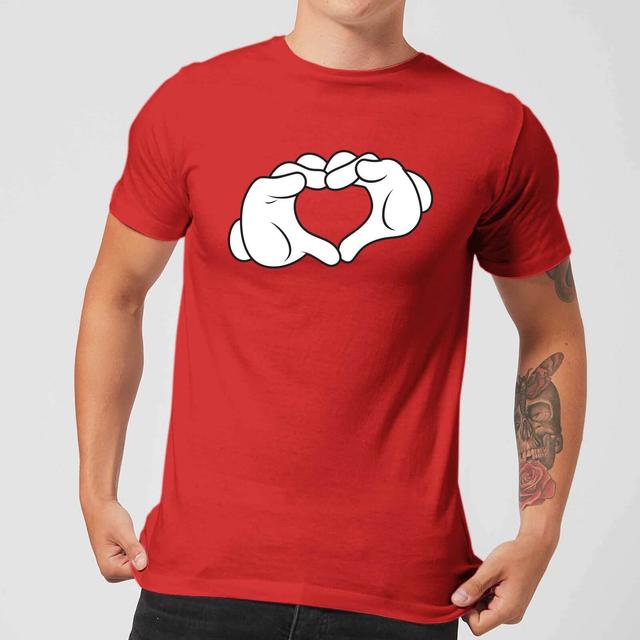 Disney Mickey Heart Hands Men's T-Shirt - Red - XL on Productcaster.