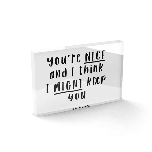 You're Nice And I Think I Might Keep You Glass Block - 80mm x 60mm on Productcaster.