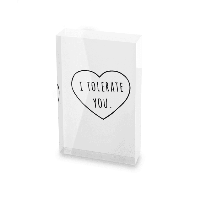 I Tolerate You Glass Block - 80mm x 60mm on Productcaster.