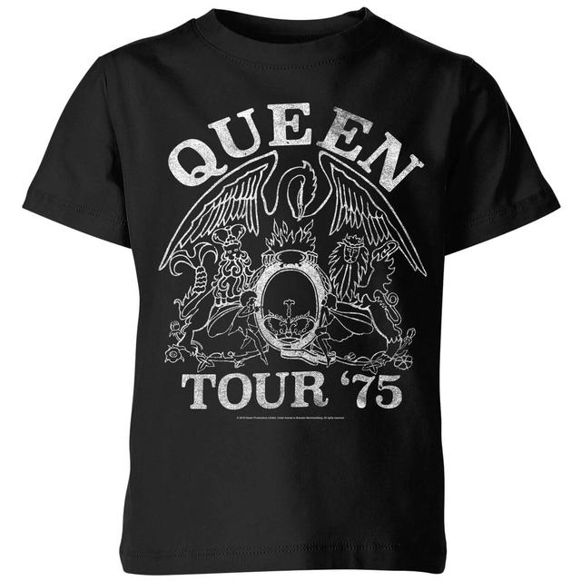 Queen Tour 75 Kids' T-Shirt - Black - 11-12 Years on Productcaster.