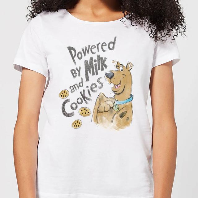 Scooby Doo Powered By Milk And Cookies Women's T-Shirt - White - XL on Productcaster.