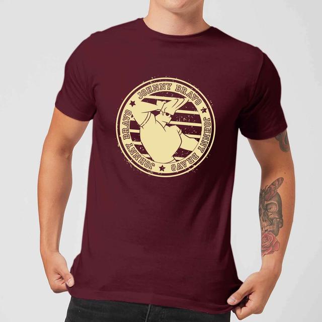 Johnny Bravo Sports Badge Men's T-Shirt - Burgundy - XL on Productcaster.