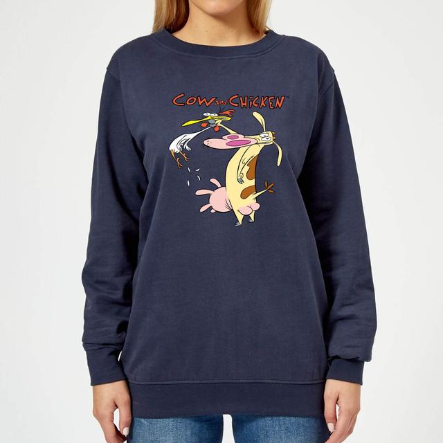 Cow and Chicken Characters Women's Sweatshirt - Navy - M on Productcaster.