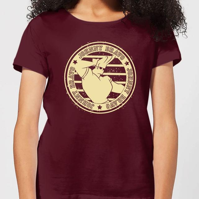 Johnny Bravo Sports Badge Women's T-Shirt - Burgundy - L on Productcaster.