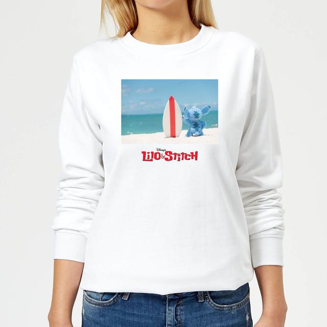 Disney Lilo And Stitch Surf Beach Damen Sweatshirt - Weiß - XL - Weiß on Productcaster.