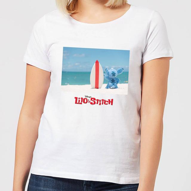 Disney Lilo And Stitch Surf Beach Damen T-Shirt - Weiß - M on Productcaster.