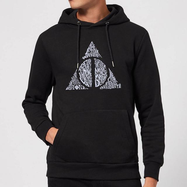 Harry Potter Deathly Hallows Text hoodie - Zwart - L on Productcaster.