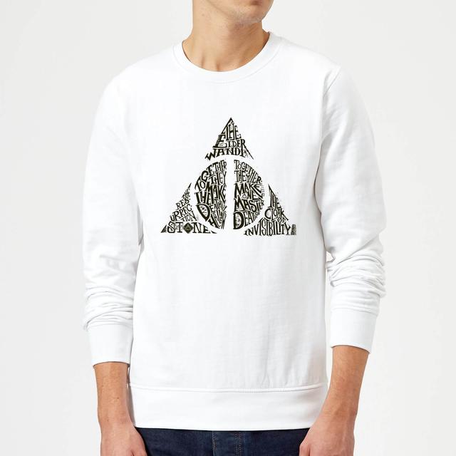 Harry Potter Deathly Hallows Text Sweatshirt - White - S on Productcaster.