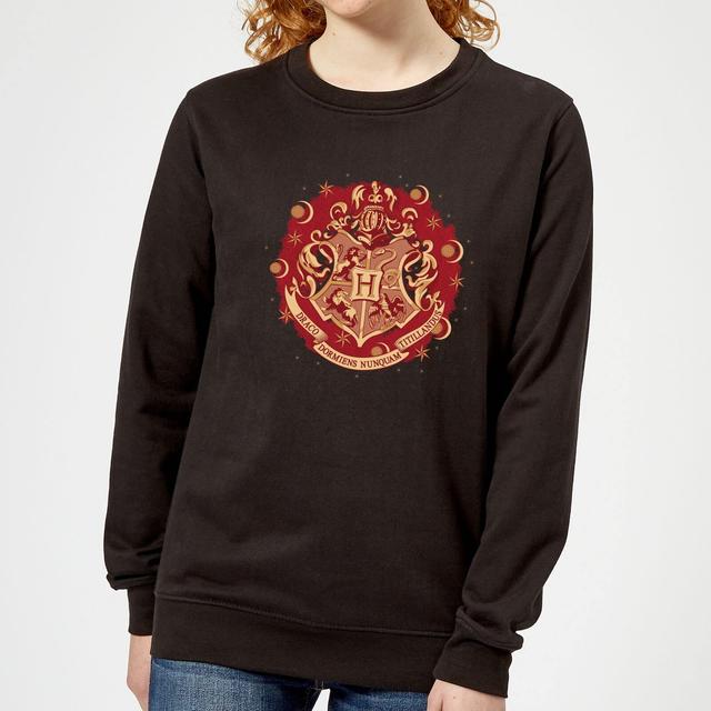 Harry Potter Hogwarts Christmas Crest Sudadera Navideña de Mujer - Negra - XL on Productcaster.