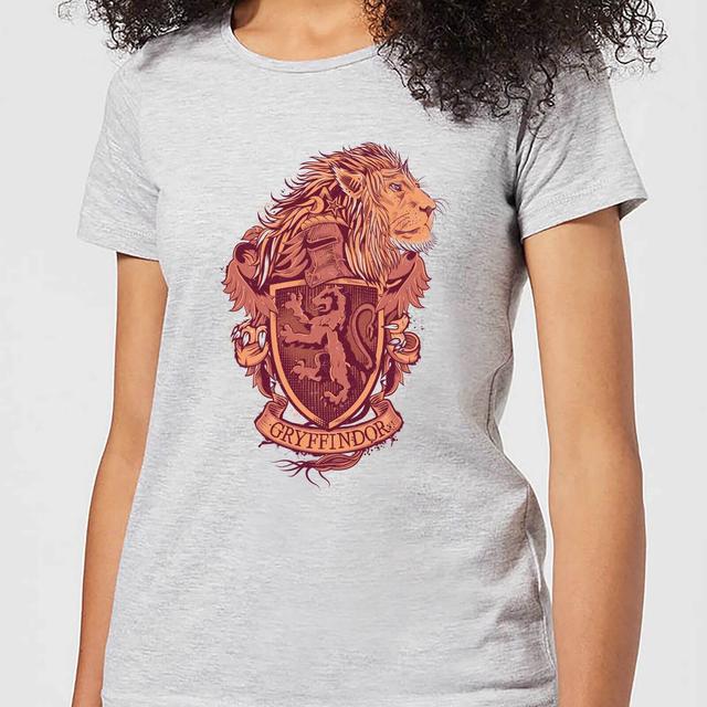 Harry Potter Gryffindor Drawn Crest Women's T-Shirt - Grey - S on Productcaster.