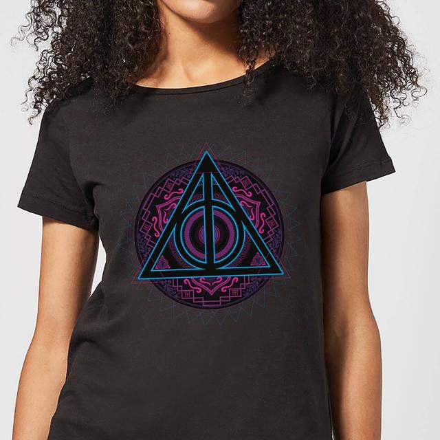 Camiseta para mujer Las Reliquias de la Muerte Neón de Harry Potter - Negro - L on Productcaster.