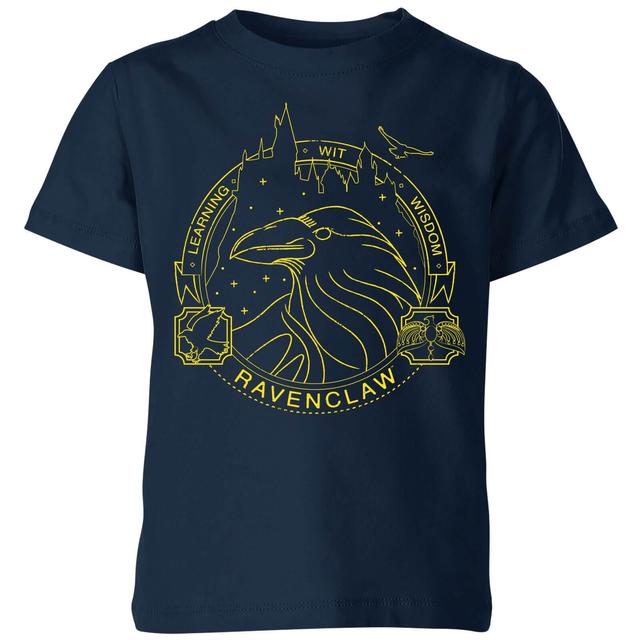 Harry Potter Ravenclaw Raven Badge Kids' T-Shirt - Navy - 11-12 Jahre on Productcaster.