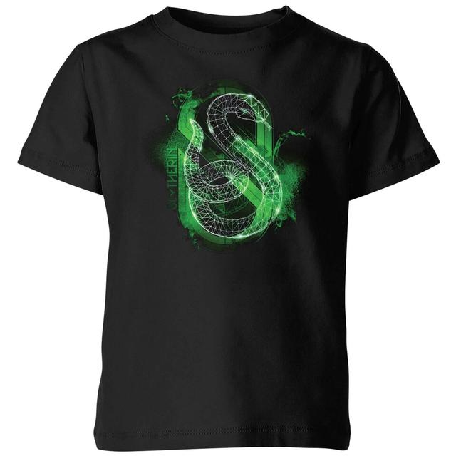 Harry Potter Slytherin Geometric Kids' T-Shirt - Black - 11-12 Jahre on Productcaster.