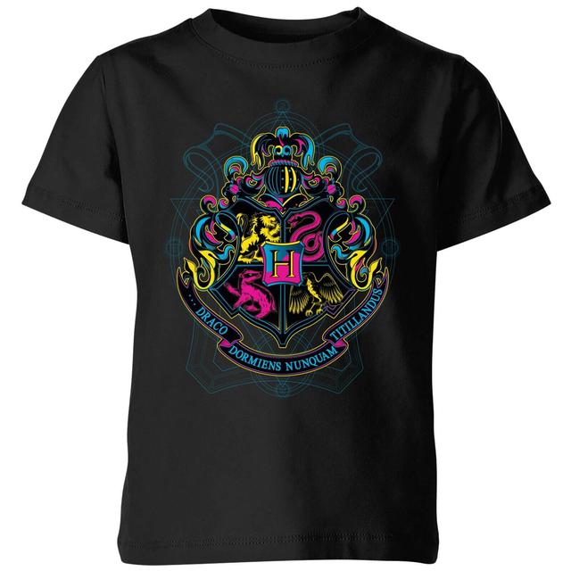 Harry Potter Hogwarts Neon Crest Kids' T-Shirt - Black - 5-6 años on Productcaster.