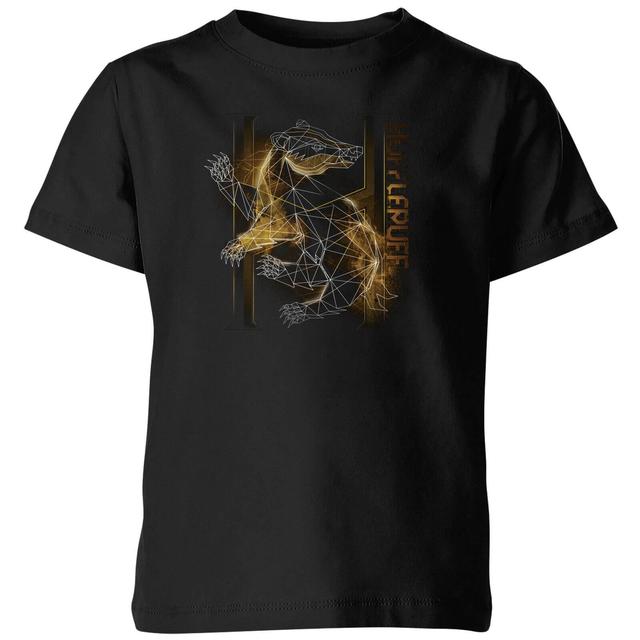 Harry Potter Hufflepuff Geometric Kids' T-Shirt - Black - 7-8 Jahre on Productcaster.