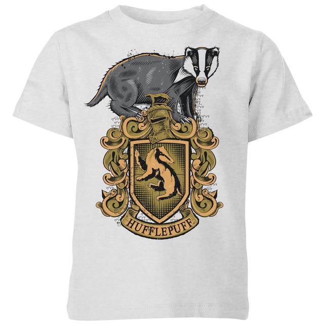 Harry Potter Hufflepuff Drawn Crest Kids' T-Shirt - Grey - 3-4 Years on Productcaster.