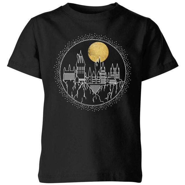 Harry Potter Hogwarts Castle Moon Kids' T-Shirt - Black - 5-6 Jahre on Productcaster.