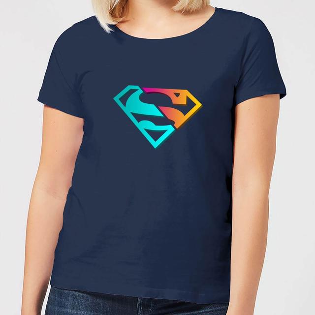 Justice League Neon Superman Women's T-Shirt - Navy - XL on Productcaster.