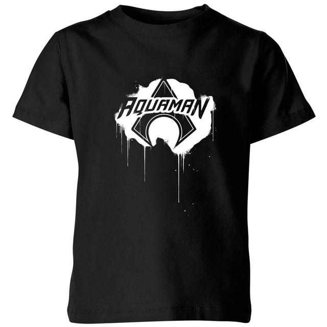 Justice League Graffiti Aquaman Kids' T-Shirt - Black - 11-12 Years - Black on Productcaster.