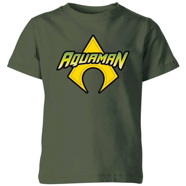 Justice League Aquaman Logo Kids' T-Shirt - Forest Green - 3-4 år - Forest Green on Productcaster.