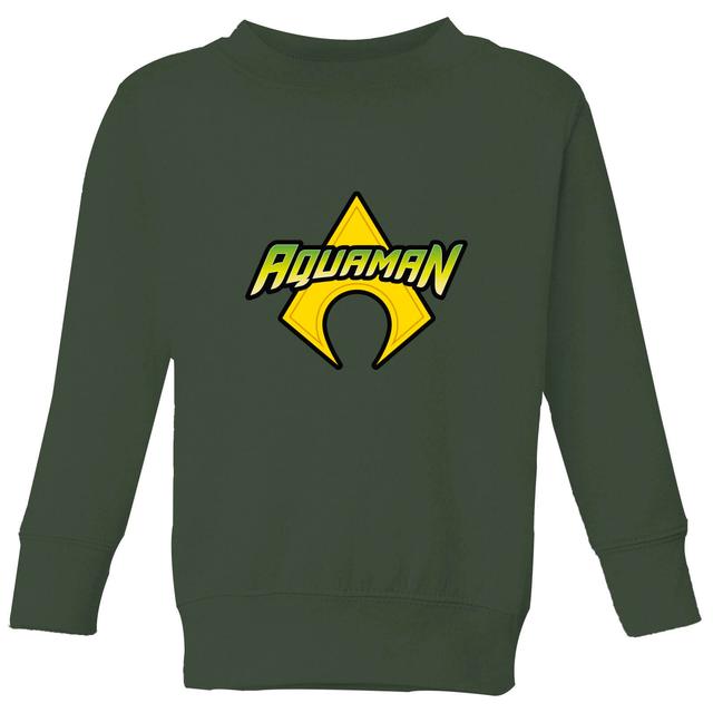 Justice League Aquaman Logo Kids' Sweatshirt - Forest Green - 11-12 Years - Forest Green on Productcaster.