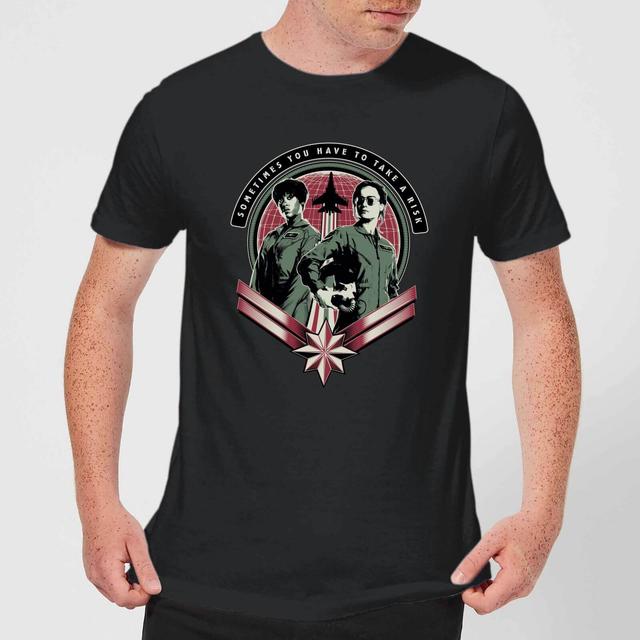 Captain Marvel Take A Risk Men's T-Shirt - Black - S - Black on Productcaster.