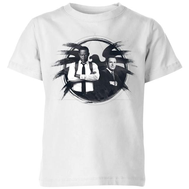 Captain Marvel Fury And Coulson S.H.I.E.L.D. Kids' T-Shirt - White - 7-8 Years on Productcaster.