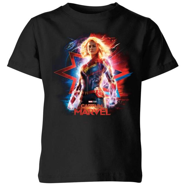 Captain Marvel Poster kinder t-shirt - Zwart - 146/152 (11-12 jaar) on Productcaster.