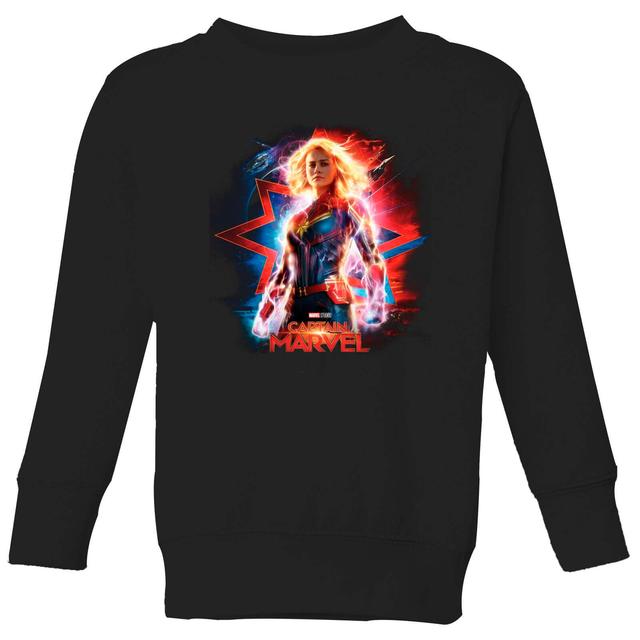 Captain Marvel Poster Kids' Sweatshirt - Black - 11-12 år - Svart on Productcaster.