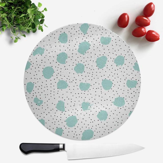 Mint Green Blobs And Polka Dots Round Chopping Board on Productcaster.